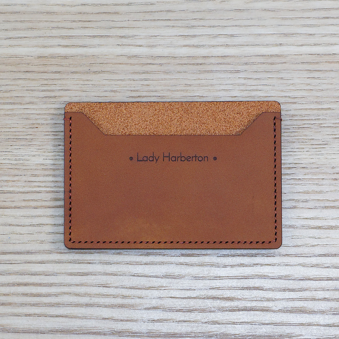 Porte-carte cuir personnalisé couleur caramel 9,7x7,3cm